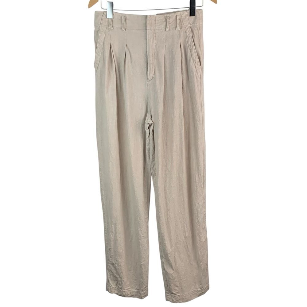 Free People women’s gray linen blend wide leg trouser pants size 4